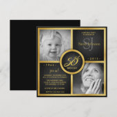 Elegant Black en Gold 50th Birthday Kaart (Voorkant / Achterkant)