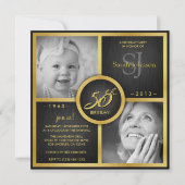 Elegant Black en Gold 50th Birthday Kaart (Voorkant)