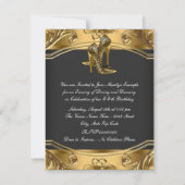 Elegant Black en Gold 50th Birthday Party Kaart (Achterkant)