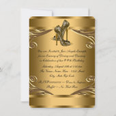 Elegant Black en Gold 50th Birthday Party Kaart (Achterkant)