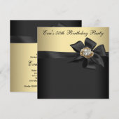 Elegant Black en Gold 50th Birthday Party Kaart (Voorkant / Achterkant)