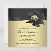 Elegant Black en Gold 50th Birthday Party Kaart (Achterkant)