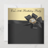 Elegant Black en Gold 50th Birthday Party Kaart (Voorkant)