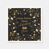 Elegant Black en Gold 50th Birthday Party Servet (Voorkant)