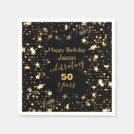 Elegant Black en Gold 50th Birthday Party Servet