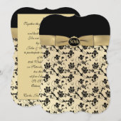 Elegant Black en Gold 50th Jubileum Invitation Kaart (Voorkant / Achterkant)