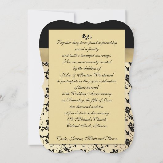 Elegant Black en Gold 50th Jubileum Invitation Kaart (Achterkant)