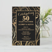 Elegant Black en Gold 50th Wedding Jubileum Kaart (Staand voorkant)