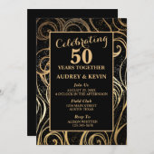 Elegant Black en Gold 50th Wedding Jubileum Kaart (Voorkant / Achterkant)