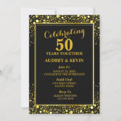 Elegant Black en Gold 50th Wedding Jubileum Kaart (Voorkant)