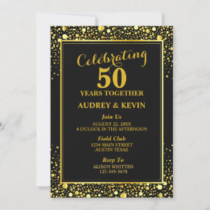 Elegant Black en Gold 50th Wedding Jubileum Kaart