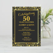 Elegant Black en Gold 50th Wedding Jubileum Kaart (Staand voorkant)
