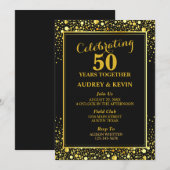 Elegant Black en Gold 50th Wedding Jubileum Kaart (Voorkant / Achterkant)