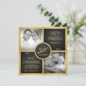 Elegant Black en Gold 50th Wedding Jubileum Kaart (Staand voorkant)