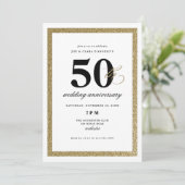 Elegant Black en Gold 50th Wedding Jubileum Kaart (Staand voorkant)