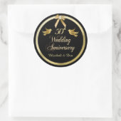 Elegant Black en Gold 50th Wedding Jubileum Ronde Sticker (Tas)