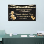 Elegant Black en Gold 50th Wedding Jubileum  Spandoek (Beurs)