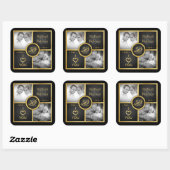 Elegant Black en Gold 50th Wedding Jubileum Vierkante Sticker (Vel)
