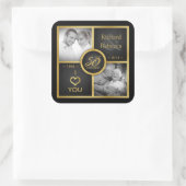 Elegant Black en Gold 50th Wedding Jubileum Vierkante Sticker (Tas)