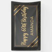 Elegant Black en Gold 60e verjaardag Spandoek (Verticaal)
