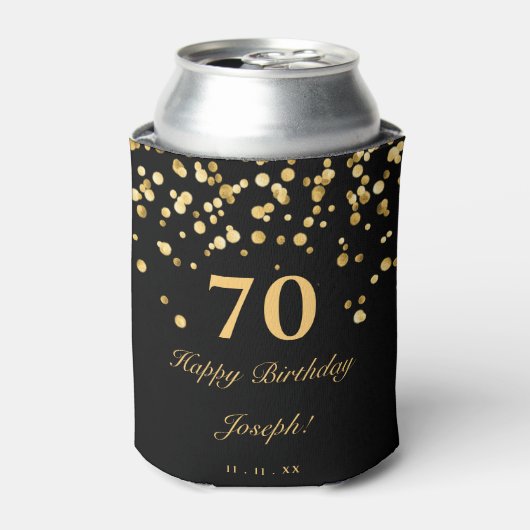Elegant Black en Gold 70e verjaardag Blikjeskoeler (Blikje Voorkant)