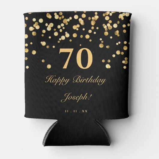 Elegant Black en Gold 70e verjaardag Blikjeskoeler (Voorkant)