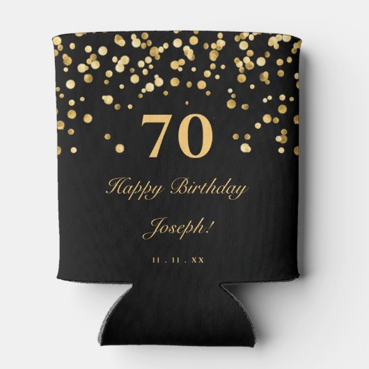 Elegant Black en Gold 70e verjaardag Blikjeskoeler (Achterkant)