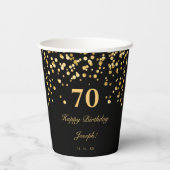 Elegant Black en Gold 70e verjaardag Papieren Bekers (Achterkant)
