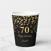 Elegant Black en Gold 70e verjaardag Papieren Bekers (Voorkant)