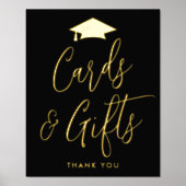 Elegant Black en Gold Afstuderen Kaarten en cadeau Folie Afdrukken (Voorkant)