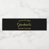 Elegant Black en Gold Afstuderen op maat Waterfles Etiket (Enkel label)