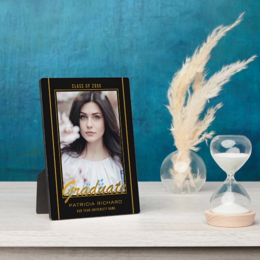 Elegant Black en Gold Afstuderen Photo Keepomwille Fotoplaat (Zijkant)