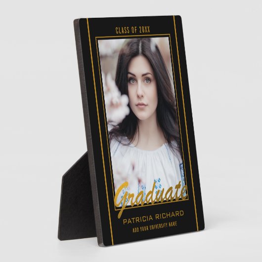 Elegant Black en Gold Afstuderen Photo Keepomwille Fotoplaat (Zijkant)