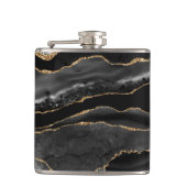 Elegant Black en Gold Agate Marble Heupfles (Voorkant)