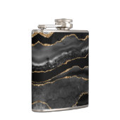 Elegant Black en Gold Agate Marble Heupfles (Rechts)