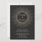 Elegant Black en Gold  Art Deco Wedding Kaart (Voorkant)