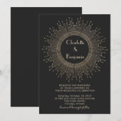 Elegant Black en Gold  Art Deco Wedding Kaart (Voorkant / Achterkant)