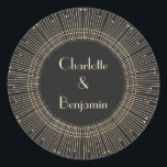 Elegant Black en Gold  Art Deco Wedding Ronde Sticker<br><div class="desc">Elegant Black en Gold  Art Deco Wedding Classic Round Sticker</div>