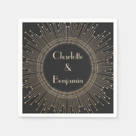 Elegant Black en Gold  Art Deco Wedding Servet