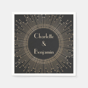 Elegant Black en Gold  Art Deco Wedding Servet