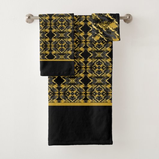 Elegant Black en Gold Bad Handdoek (Insitu)
