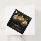 Elegant Black en Gold Baubles Merry kerst Bedankjes Labels (In situ)