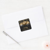 Elegant Black en Gold Baubles Merry kerst Vierkante Sticker (Envelop)