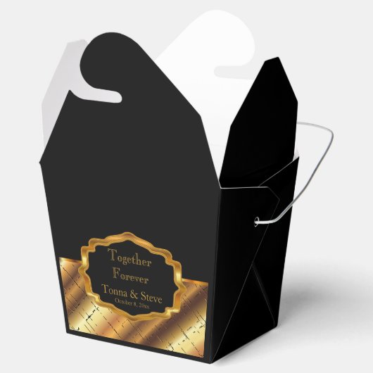 Elegant Black en Gold Bedankdoosjes (Geopend)