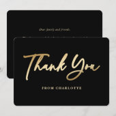 Elegant Black en Gold Bedankkaart (Voorkant / Achterkant)