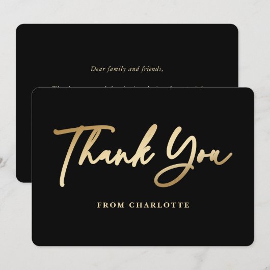 Elegant Black en Gold Bedankkaart (Voorkant / Achterkant)