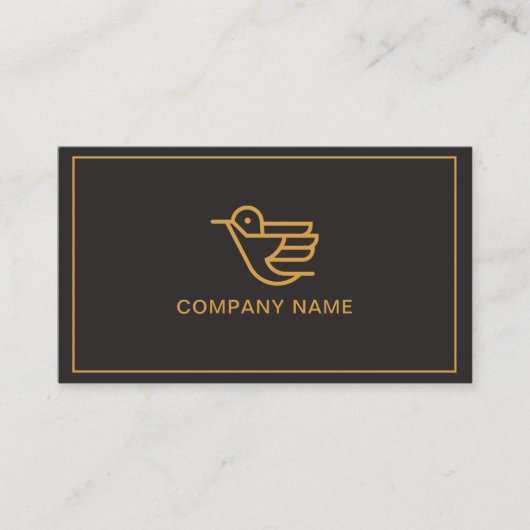 Elegant Black en Gold Bird Visitekaartje (Voorkant)