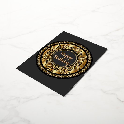 Elegant Black en Gold Birthday Folie Feestdagen Briefkaart (Gedraaid)