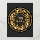 Elegant Black en Gold Birthday Folie Feestdagen Briefkaart (Voorkant)