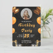 Elegant Black en Gold Birthday Kaart (Staand voorkant)